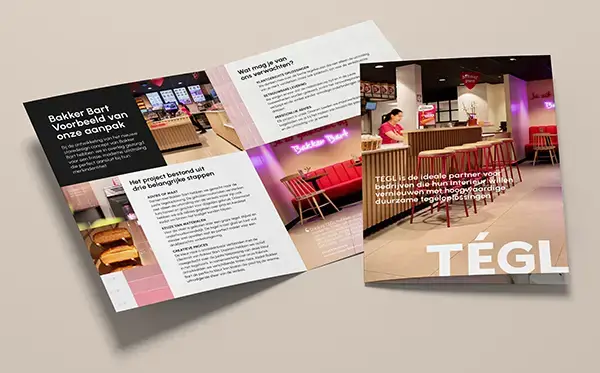 Brochure van TÉGL over vernieuwde winkels Bakker Bart